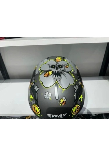 Sway Sw 820 Badboy Full Face Motosiklet Kaskı Gri Sarı Kırmızı