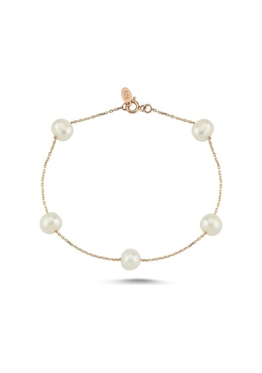 6,5 Mm Çıtır Doğal İnci Bileklik 19 Cm / Beyaz Beyaz Beyaz Altın