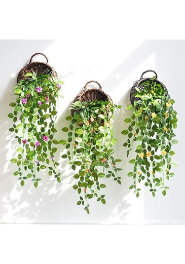 Xindoker Doğal Deniz Çimi Oluşturulan Duvar Montajlı Süs Çiçek Sepeti - Ev Bahçe Dekorasyonu İçin Fonksiyonel Bitki Taşıyıcı Çok Renkli