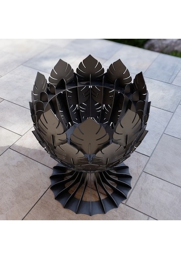Yaprak Kadehi Ateş Çukuru Bahçeniz İçin Dekoratif Dayanıklı Siyah