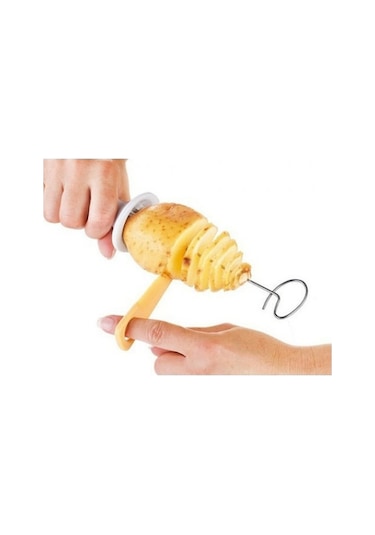 Spiral Patates Dilimleyici Aparat Çubukta Patates Cips Yapma Beyaz
