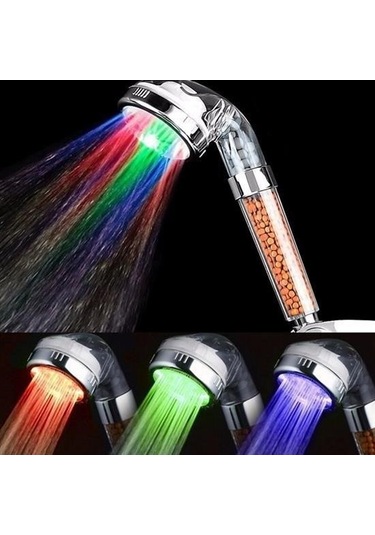 Banyo Keyfi İçin Su Tasarrufl Renk Değiştirir Led Işıklı Basınçlı Duş Başlığı Diğer