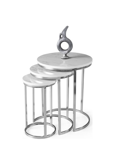 Nil Zigon Sehpa, Krom Marmo Çok Renkli