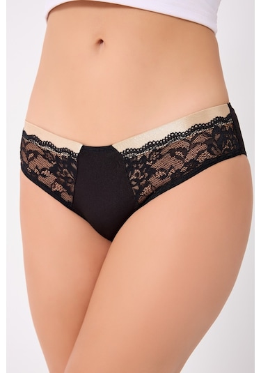 Dantelli Bikini Kesim Kadın Külot Siyah