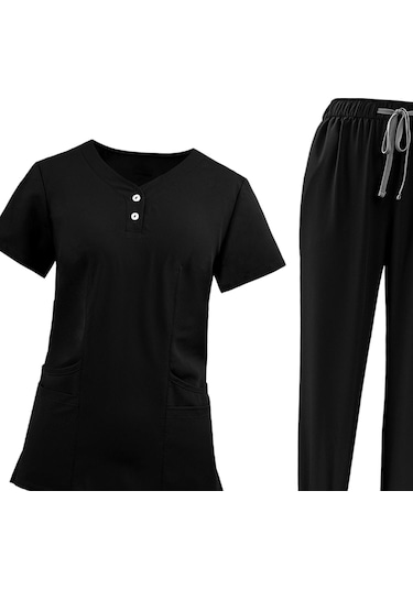 Dolıty Kadın Fırçalama Üniforma Seti Hemşire İş Xxl-siyah
