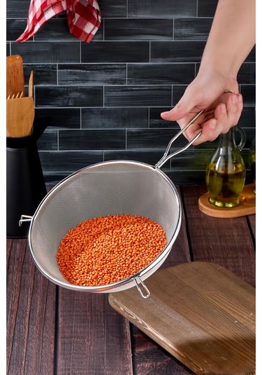 Tencereye Takılan 22 Cm Lüks Orta Boy Çelik Tel Süzgeç & Kevgir Diğer