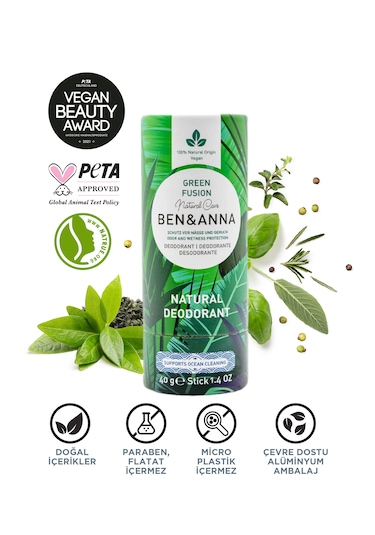 Ben&anna Doğal Deodorant 2 Li Avantajlı Paket Pink Grapefruit & Green Fusion