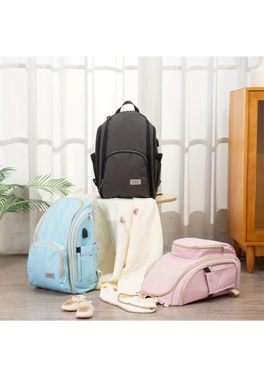 Wangxi Koyu Gri Yuksek Kaliteli Malzeme Cift Omuzlu Buyuk Kapasiteli Cok Fonksiyonlu Anne Cantasi Bebek Bezi Cantasi Koyu Gri