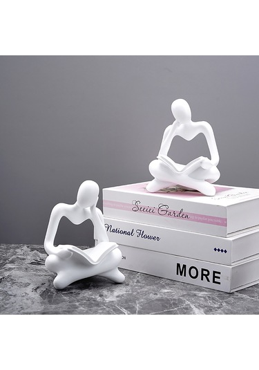 Hangfox Ev Dekorasyonu Kütüphane Salon Örnek Dairesi İçin Modern Abstrakt Okuyucu Figürü - Siyah Sağ姿势轻奢 Sanat Heykeli Diğer