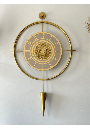 Bronz Aynalı Lavinya Exclusive - Chakra Dizayn - Gerçek Bronz Ayna - Metal Mobilya Duvar Saati Gold