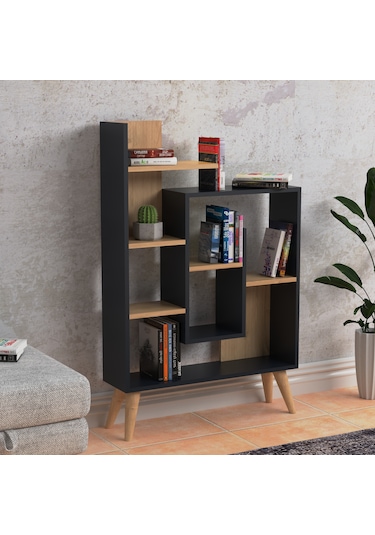 Lagomood New Sally Kitaplık Antrasit Meşe