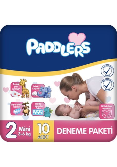 Paddlers Bebek Bezi  2 Numara Mini 10 Adet (3-6 Kg) Deneme Paketi
