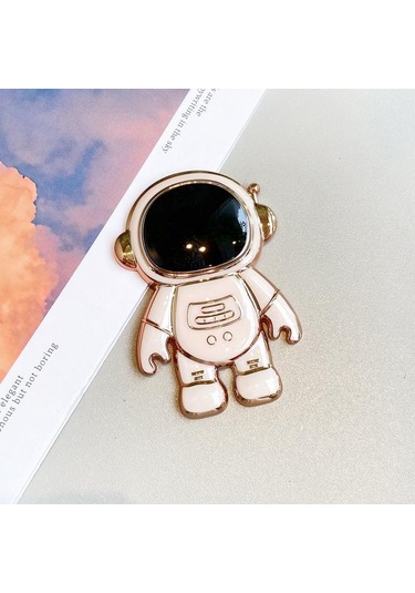 Pembe Evrensel Tutucu Sevimli 3d Astronot Kickstand Standı Masası Braketi Cep Telefonu Arka Durumda