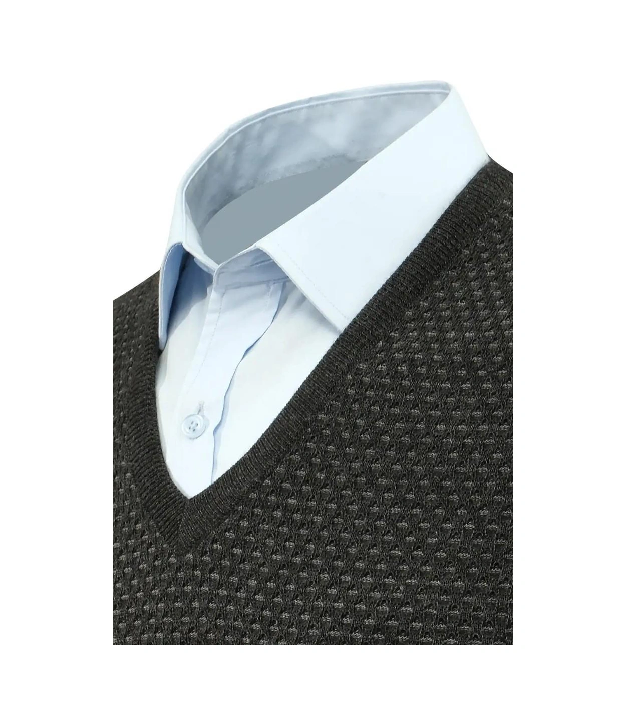 Erkek V Yaka Süveter Çelik Örgü Regular Kalıp 5201h Bgl-st04842 Antrasit