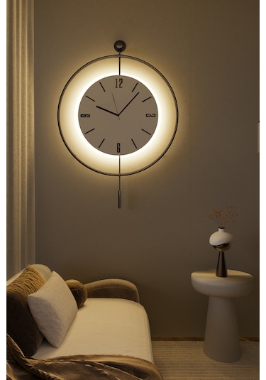 MetaQuartz Aksesuar (Büyük Boy-50*75 cm) Blackfred  -Pilli Led 3 Adet Pil - Modern Duvar Saati