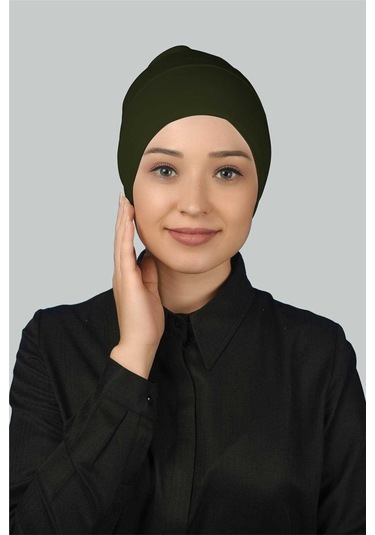 Altobeh Hazır Pratik Geçmeli Uzun Boru Tesettür Bonesi - Haki