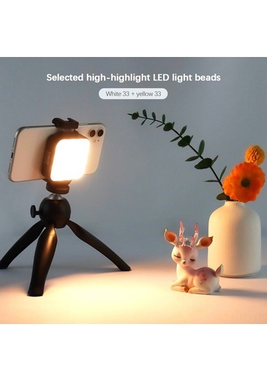 Didadodo Taşınabilir 2 Renkli Led Vlog Işığı - 66 Led, Cri 95, 2500k-8500k, Soğuk Ayakkabı Bağlantılı Siyah Siyah