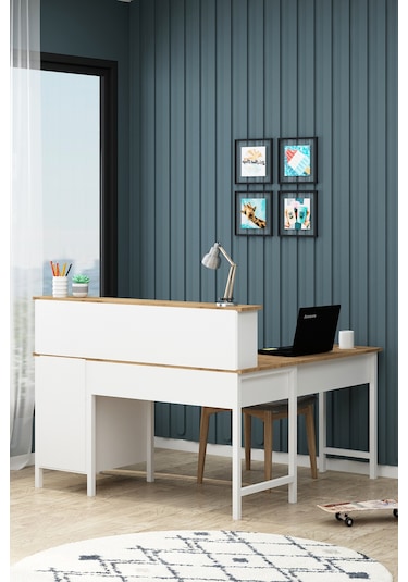 Remy Çalışma Masası Raflı L Köşe Bilgisayar Ofis Masası Sepet-beyaz Sepet-beyaz Remy Çalışma Masası Raflı L Köşe Bilgisayar Ofis Masası Sepet-beyaz Sepet-beyaz