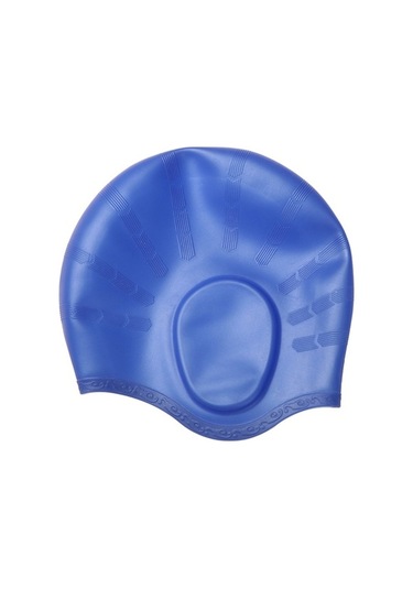Dm Yetişkinler İçin Uzun Saçlı Suya Dayanıklı Silikon Yüzme Bonesi Mavi Kulak Koruma Mavi
