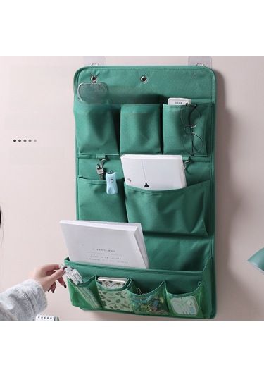 Springsun Duvar Monteli Kumaş Depolama Çantası - Yatak Başı, Kapı Arkasında Telefon Ve Küçük Eşyalar İçin 2 Katlı Siyah Organizatör Dormitory & Ev