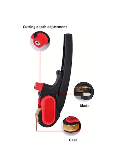 Xuweiwei 1 Adet Kablo Soyma Makinesi Manuel Longitudinal Dilimleyici Pg5 Değiştirilebilir Bıçak Siyah Kırmızı Elektrikli Tel Soyma Aleti