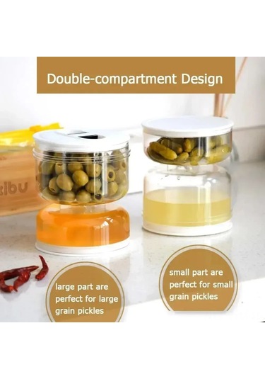 Geeksen "pratik Saklama Kavanozu - Hava Geçirmez Kapaklı, Islak-kuru Ayırma Özellikli" Şeffaf