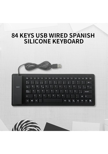 Geeksen 84 Tuşlu Usb Bağlantılı Su Geçirmez Katlanabilir Silikon Klavye - İspanyolca Siyah