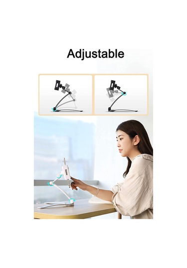 Mufunye Alüminyum Masaüstü/duvar Tipi Tablet Tutucu - 5-12.9 İnç İpad/smartphone Uyumlu, 360 Açı Ayarlı, Silver
