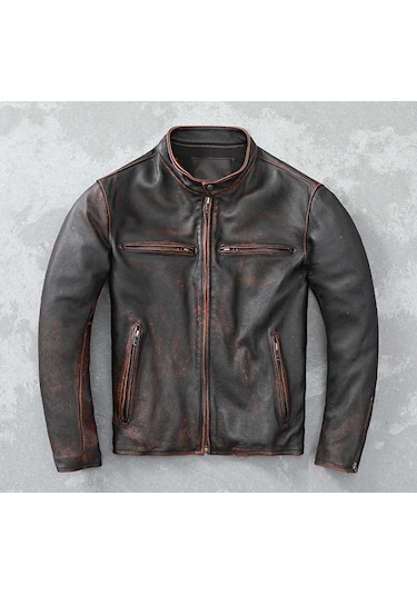 Eskitme Silme Mont Hakiki Deri Siyah - Kahverengi