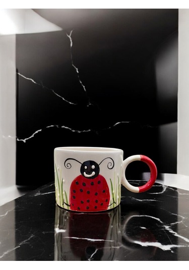 Seramik Kupa Bardak Uğur Böceği Tasarım