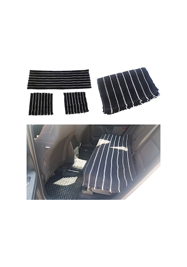 Oto Koltuk Serme Kilim Minder 3'lü Set Beyaz Siyah