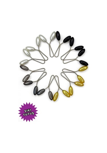 Eşarp Şal Klipsi 12 Adet Arpa Model Ana Renkler Klips - Kadın Tesettür Aksesuar İğne Karışık Ana