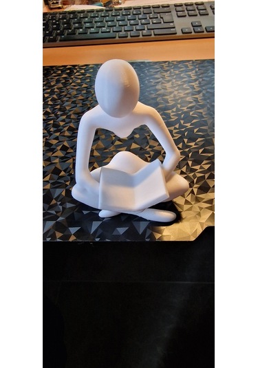 İskandinav Tarzı Kitap Okuyan Biblo Heykel 3d Dekoratif Figür Beyaz 2 Adet