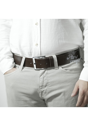 Hakiki Manda Derisi Erkek Kemer 4,5cm Kahverengi Kot Kemeri Kahverengi