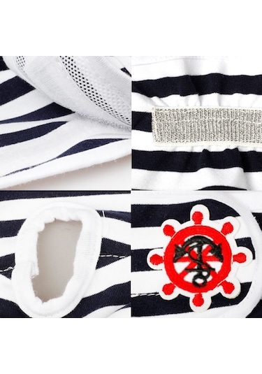 Pet Fizyolojik Pantolon Dişi Köpek Fizyolojik Dönem Hijyen Pantolonu, Boyut: M Mavi Beyaz Çizgili