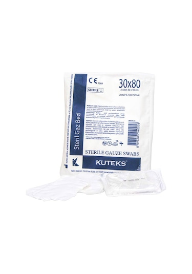 Kuteks Steril Hidrofil Gazlı Bez 30 x 80 CM 2'li 25 Adet