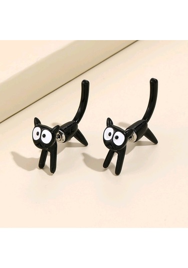 Sevimli Kedi Yavrusu Minimalist Küpe, Yaratıcı Çıkarılabilir Küpe Stili 4