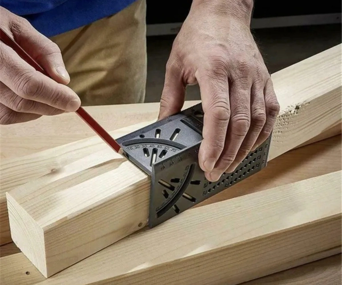 Folinda Ahşap İşleri İçin 200mm X 60mm Abs Plastik Açı Çizgili Ölçü Çubuğu - 20 ,45 ,75 Açıları, Çift Ölçek Ve Delikli Tasarım
