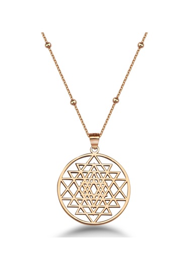 Sri Yantra Gümüş Kolye - Rose Rose Gold