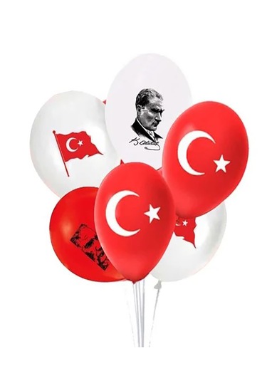 24lü Bayrak Balon Türk Bayraklı Ve Atatürk Baskılı Balon 23 Nisan