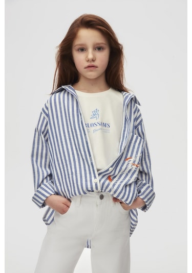 Nk Kids 38437 Kız Çocuk Mavi Leylak Gömlek Mavi