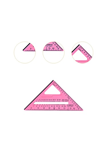 Suntek Tadilat Projeleri Için Marangozluk Üçgen Cetveli Pembe