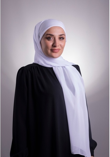 Beyaz Pratik Hazır Geçmeli Şal Şifon Boru Boneli 3001_42