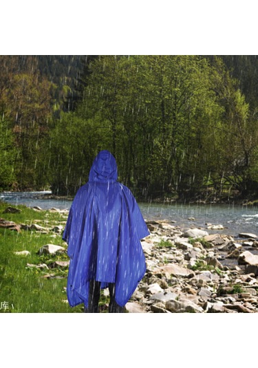 Lemestar Outdoor Yağmurluk: Geniş Kenarli Kaputlu, Çift Taraflı Snap Butonlu, Ön Cep Ve Güneş Barınımı Özelliği İle Mavi Renk