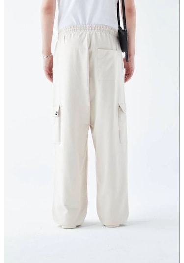 Lulikwear Kargo Cepli Eşofman Pantolon Krem Bej - Krem