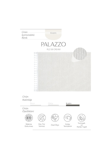 Cool Halı Palazzo Krem Mutfak Halısı Yumuşak Bukle Tezgah Önü Leke Tutmaz Kabartmalı İskandinav Halı