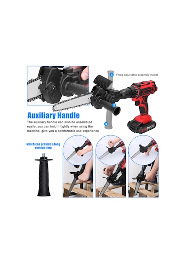 Aubyhe 6 İnç Elektrik Matkap Dönüştürücü Seti - Zincir Testere Aksesuarı, Ahşap İşleri, Minik El Testeresi, 6-13mm Üç Çene Somunlu Matkaplar İçin