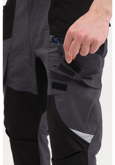 Uniprom İş Pantolonu Madrid Model 10 Cepli Full Likralı Diz Destekli Füme