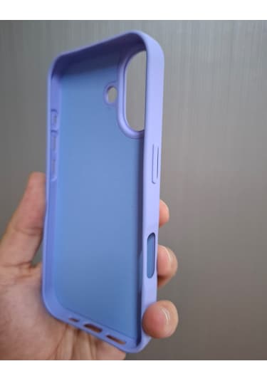 İphone 17 Uyumlu Logolu İçi Kadife Silikon Lansman Kılıf Lila