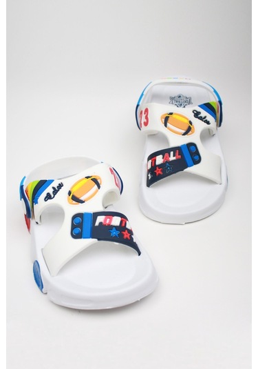 Günlük Unisex Çocuk Sandalet Esnek Kaymaz Taban Yazlık Ev Okul Kreş Ayakkabı Ps940-ps955 Beyaz - Lacivert